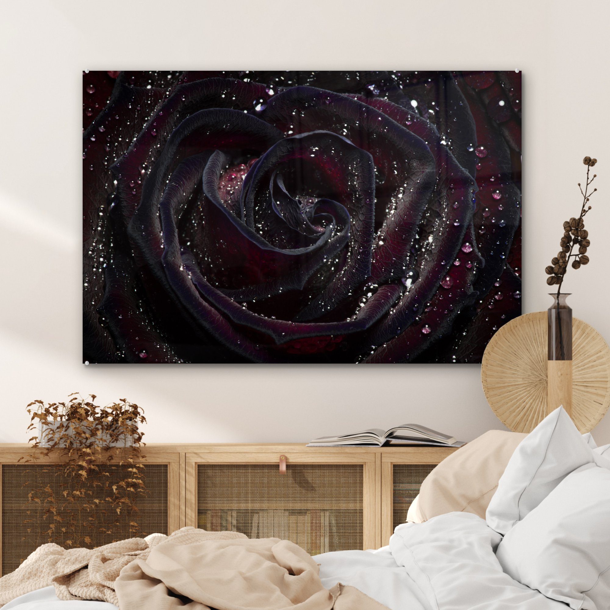 & Rose Acrylglasbild Schlafzimmer (1 Dunkel, St), Wohnzimmer MuchoWow - Acrylglasbilder Wasser -