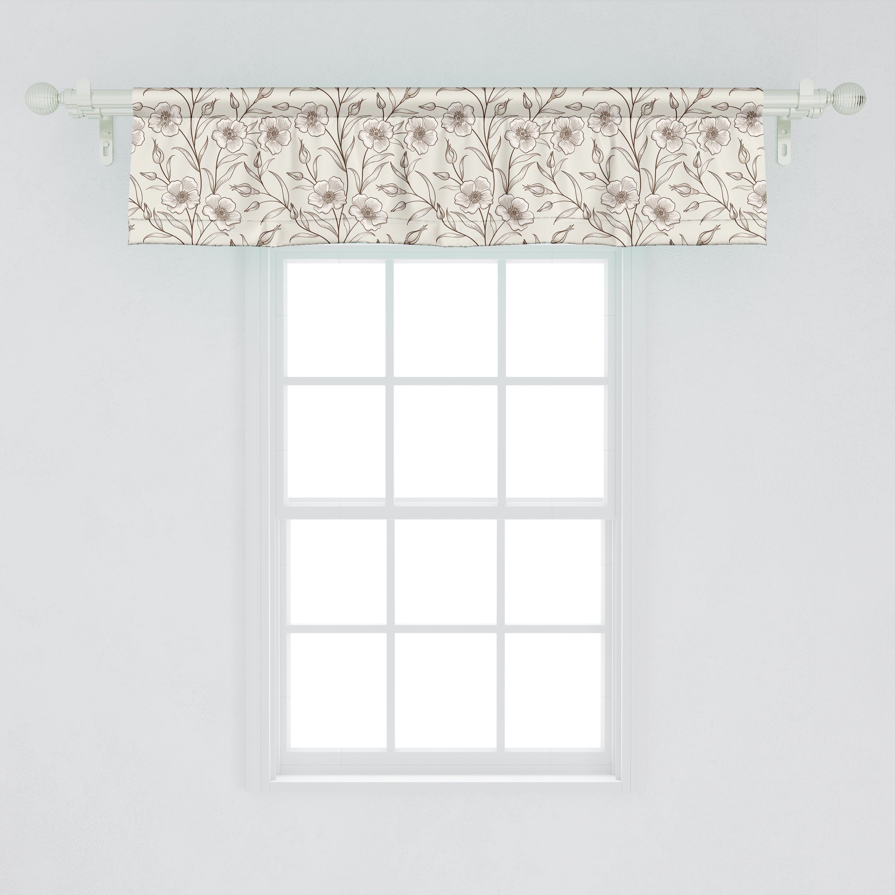 Scheibengardine Vorhang Volant mit Abakuhaus, Stangentasche, Knospen für Microfaser, Branchen Dekor Küche Blütenblätter Blumen Schlafzimmer