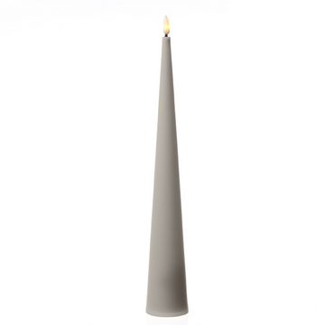 MARELIDA LED-Kerze LED Kegelkerze Outdoorkerze in Kegelform flackernd H: 35cm Timer grau