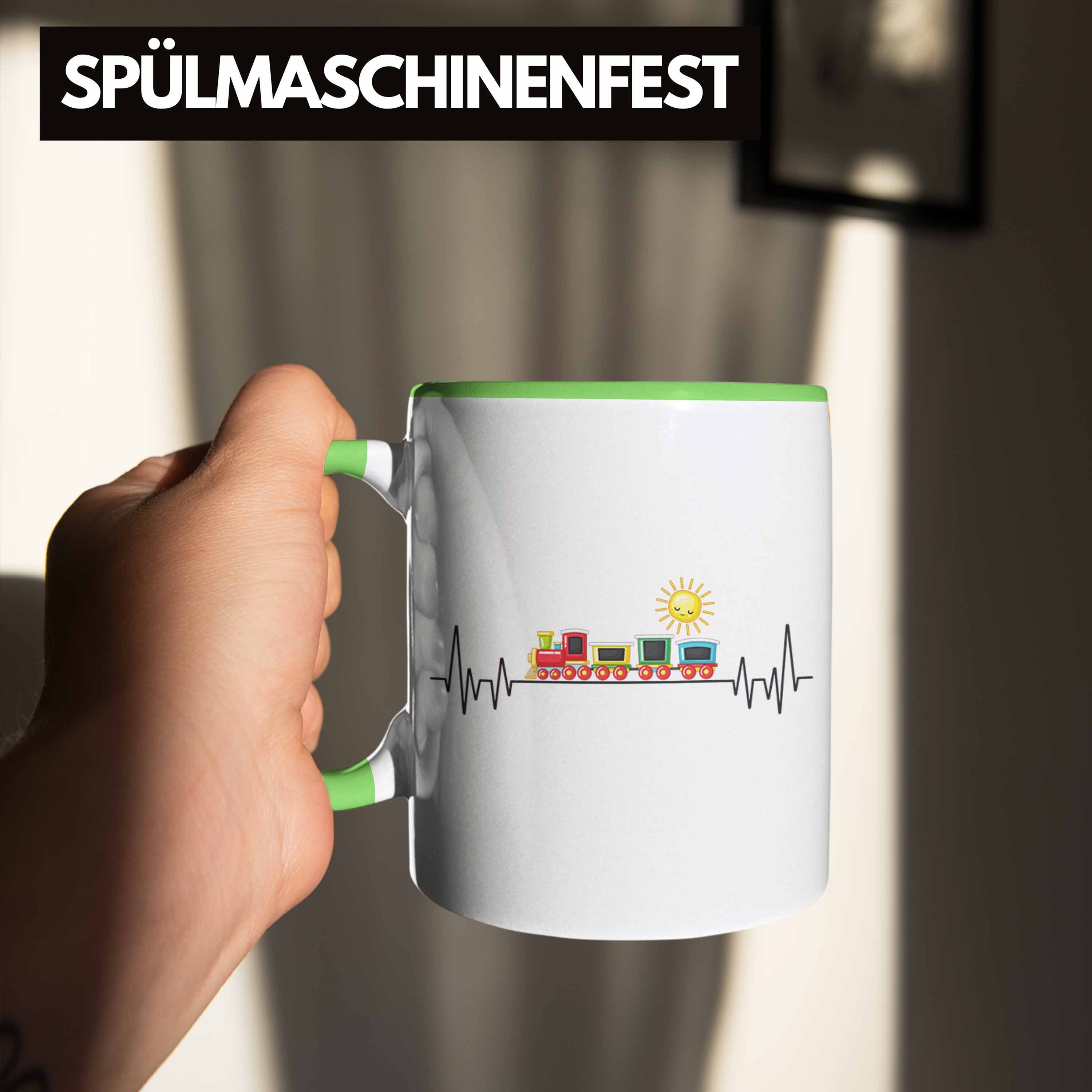 - Eisenbahner Zug Tasse Trendation Geschenk Herzschlag Züge Grün für Tasse Zugfüh Trendation