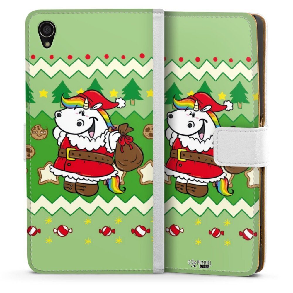 DeinDesign Handyhülle Ugly Christmas Pummeleinhorn Grün, Sony Xperia Z3 Hülle Handy Flip Case Wallet Cover Handytasche Leder