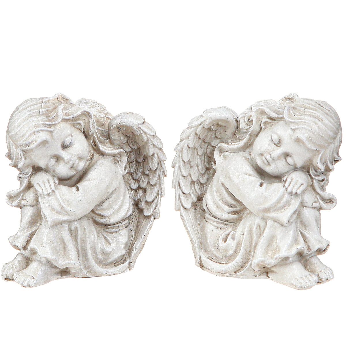 Florists Products Engelfigur Trauer Engel Deko Figur Creme 6,5×5×7,5cm 2 St Grabschmuck, 2 Stück