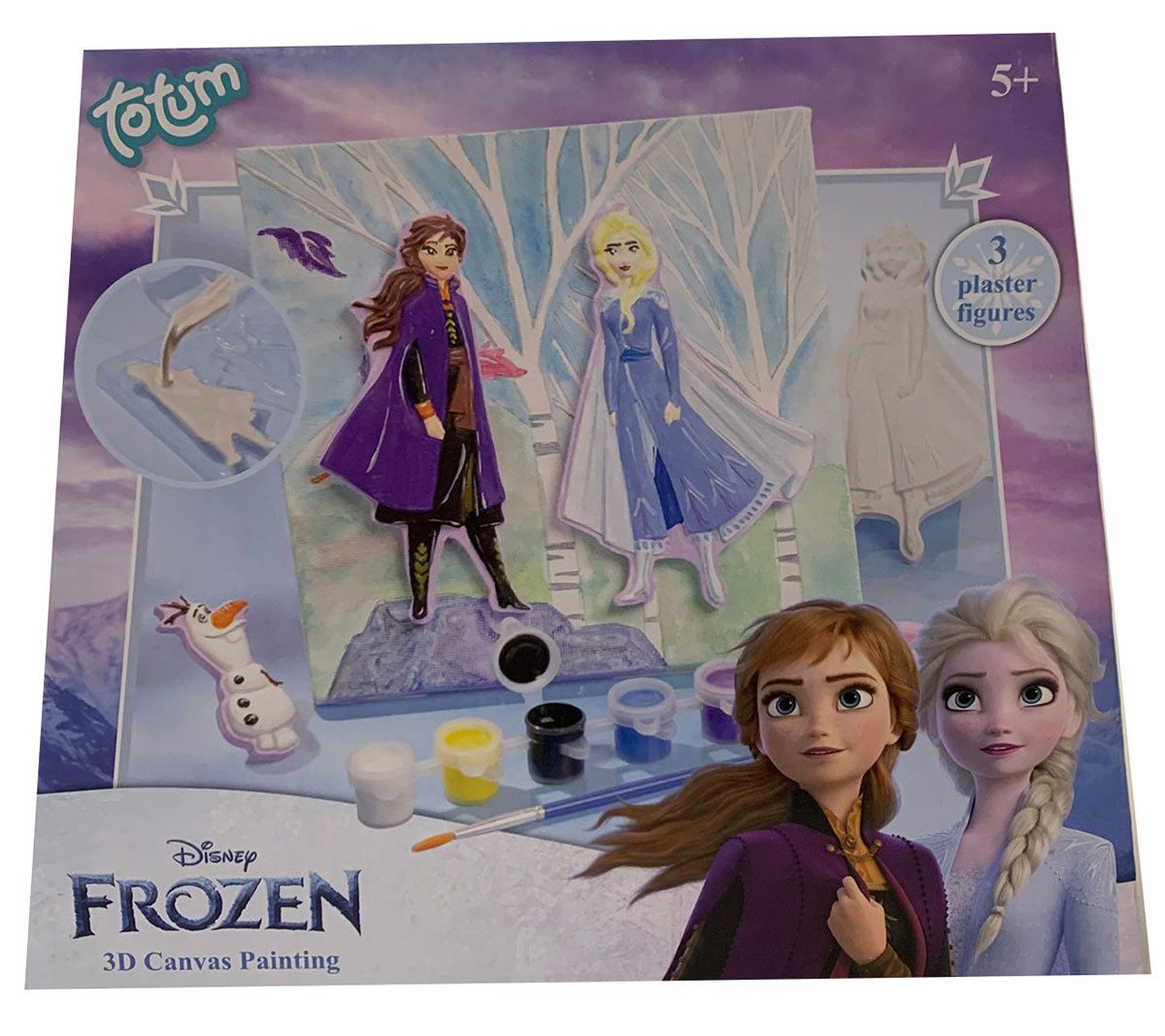 Disney Kreativset Disney Frozen 2 Bastelset Anna, Elsa und Olaf mit Leinwand mit Gips, G