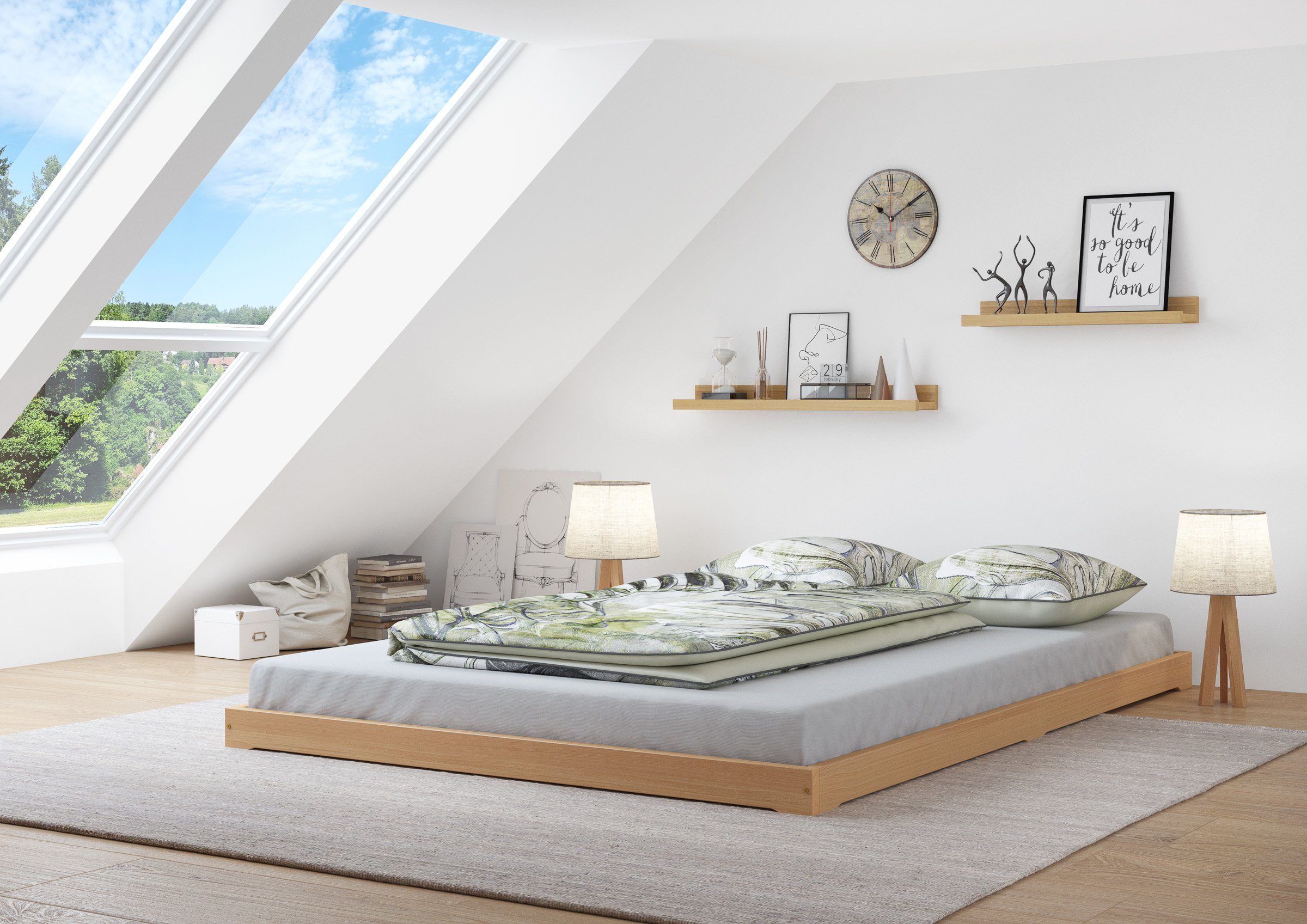 ERST-HOLZ Bett Doppelbett Bodenbett Teenagerbett 140 günstig online kaufen