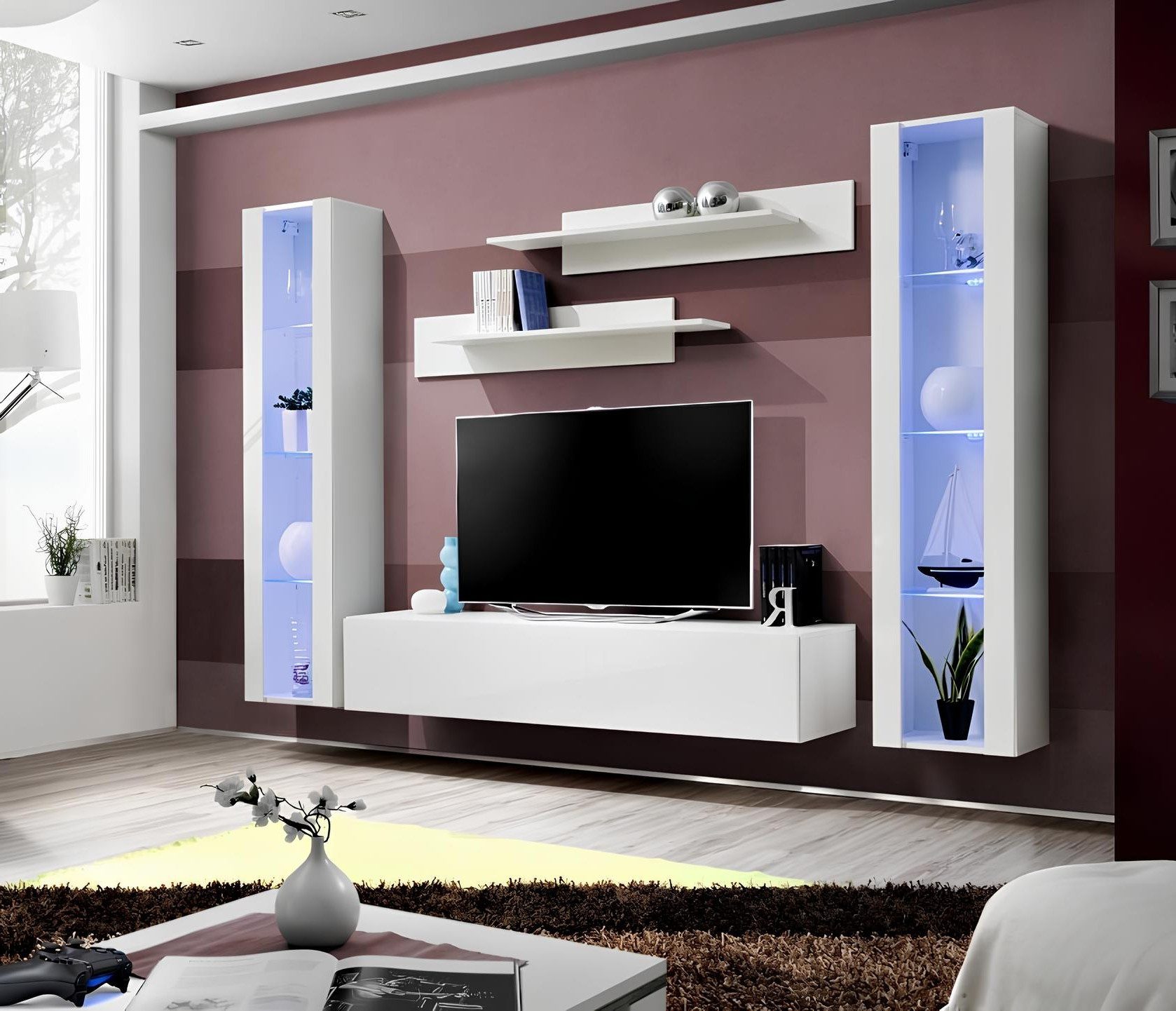 Xlmoebel Wohnwand 5tlg. Hänge Vitrine Design Möbel für modernes Wohnzimmer, (5-St), Made in Europa