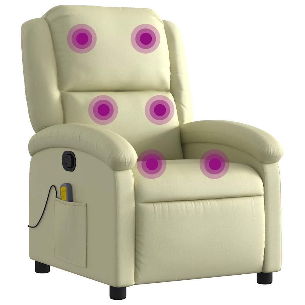 vidaXL Sessel Massagesessel Creme Echtleder (1-St)