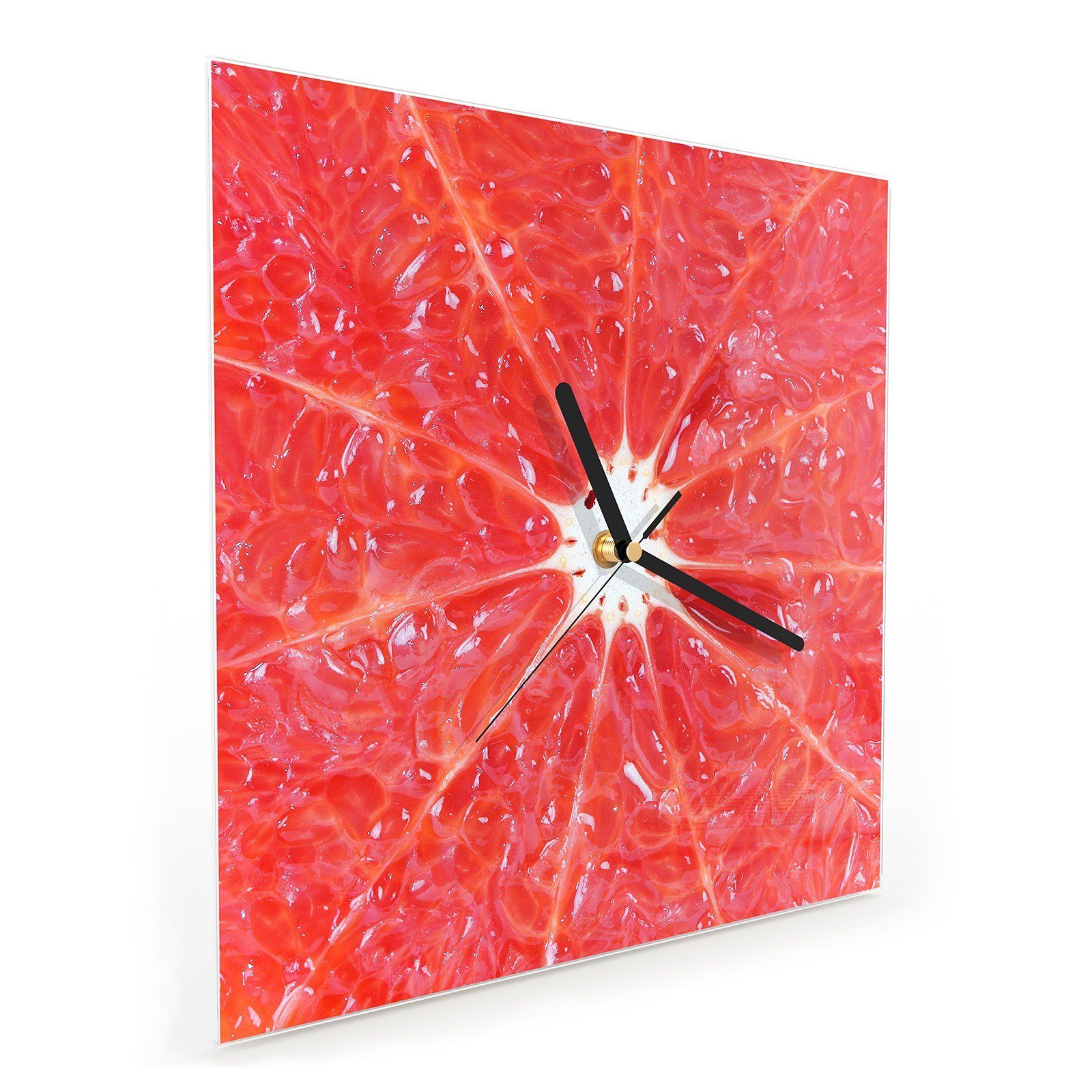Glasuhr Saftige x Wanduhr Wanduhr Wandkunst Größe cm Grapefruit 30 Motiv 30 mit Primedeco