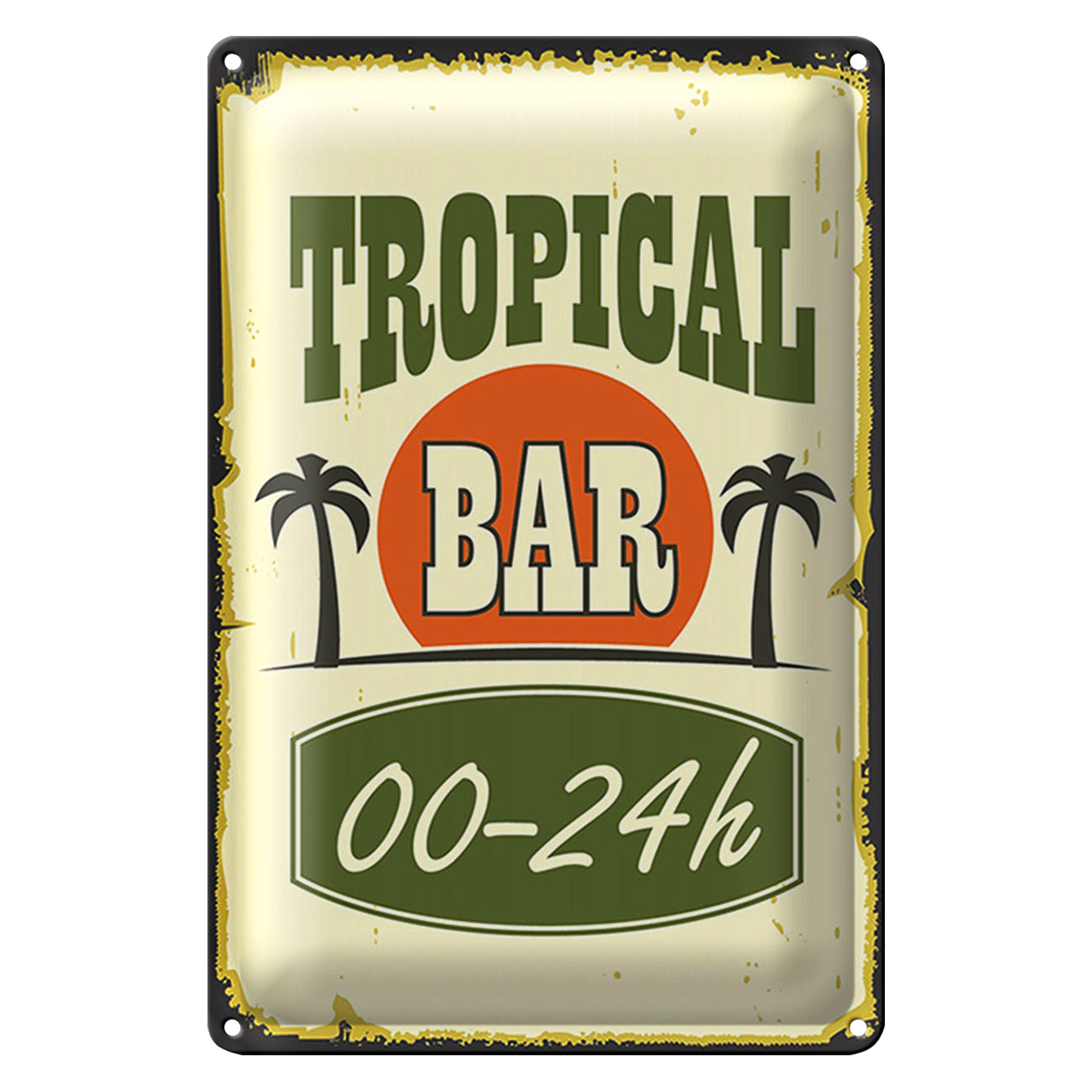 Roomando Metallschild 12x18cm Tiki Bar 00 - 24 h