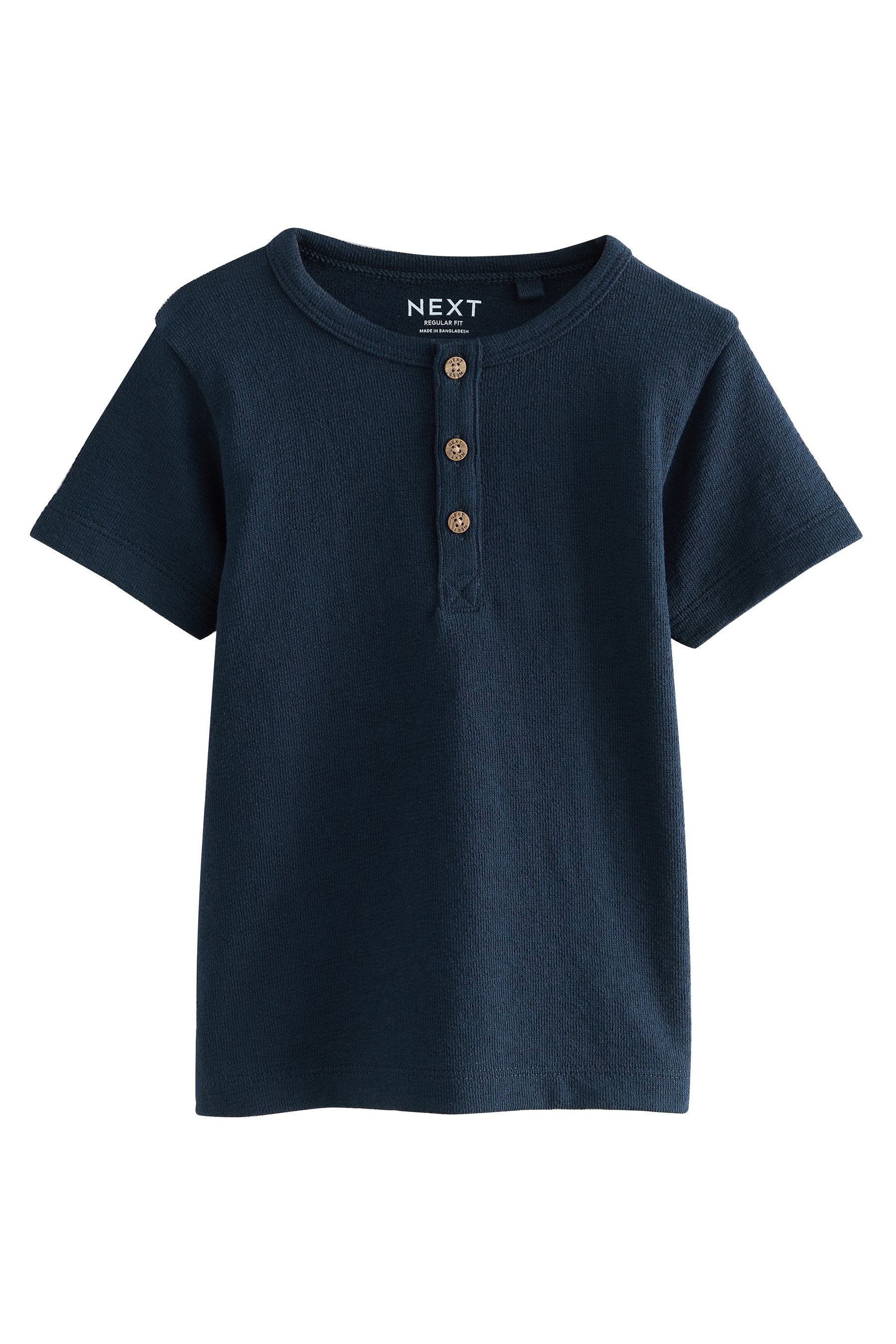 Next Henleyshirt Kurzarm-T-Shirt mit Henley-Ausschnitt, 3er-Pack (3-tlg)