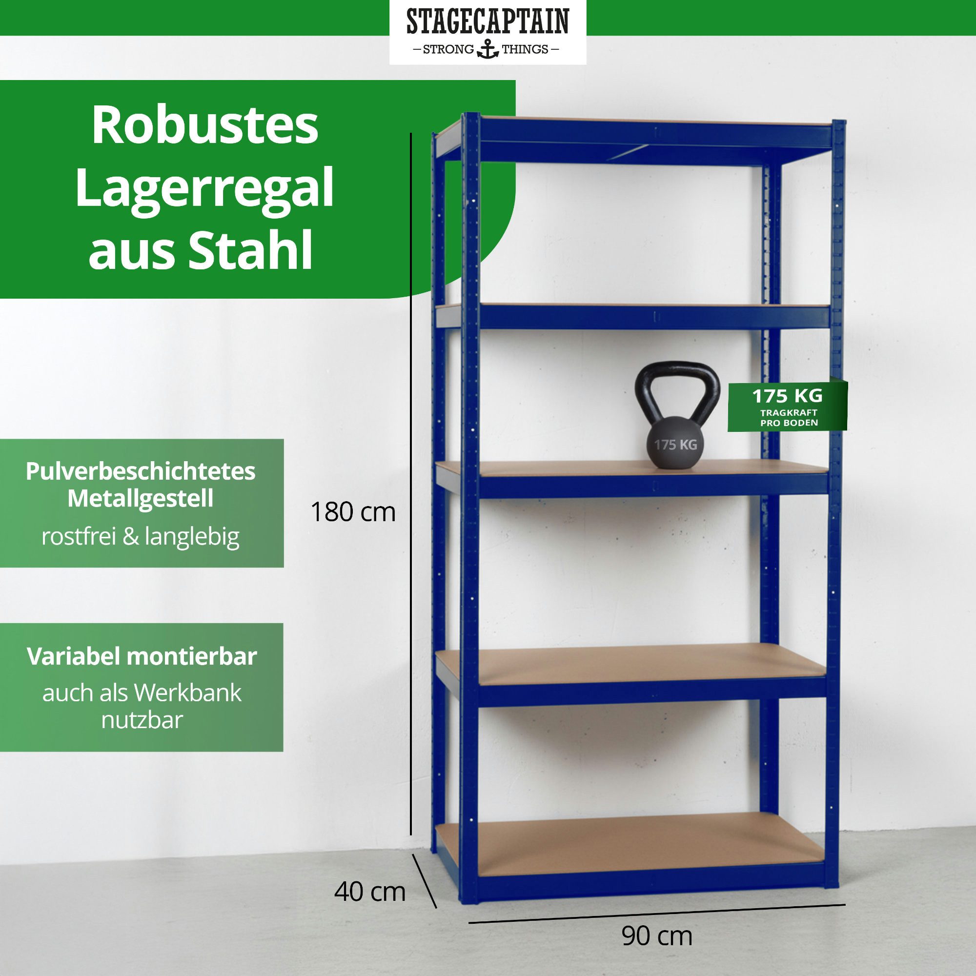 Stagecaptain Schwerlastregal Lagerregal - 5 variabel montierbare Böden - au günstig online kaufen