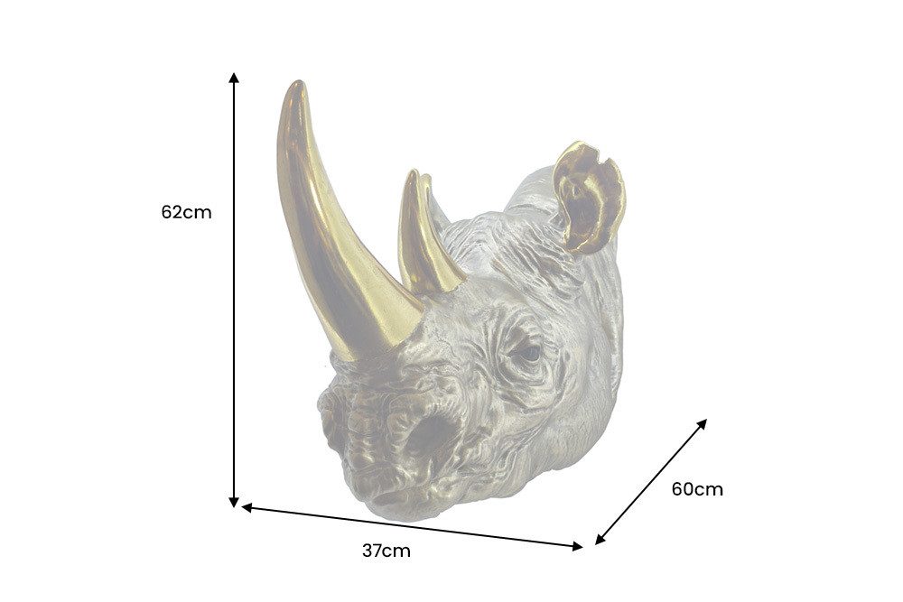 riess-ambiente Wanddekoobjekt RHINO 60cm gold – Nashorn-Skulptur, handmade, Deko-Figur (Einzelartikel, 1 St), stilvolles Statement-Accessoire – ideal für Sideboard oder Wohnbereich