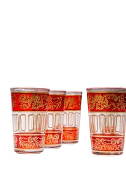 Marrakesch Orient & Mediterran Interior Teeglas Orientalische verzierte Teegläser Set 6 Gläser Lamia, Marokkanische Tee Gläser 6 Farben Deko orientalisch, 6 x Orientalisches Marokkanisches Teeglas verziert, Handarbeit