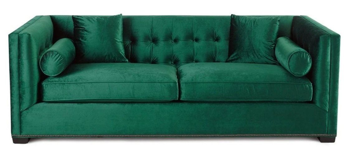 JVmoebel Chesterfield-Sofa Grüner Chesterfield Dreisitzer 3-Sitzer Couch luxus Design Modern Neu, Made in Europe