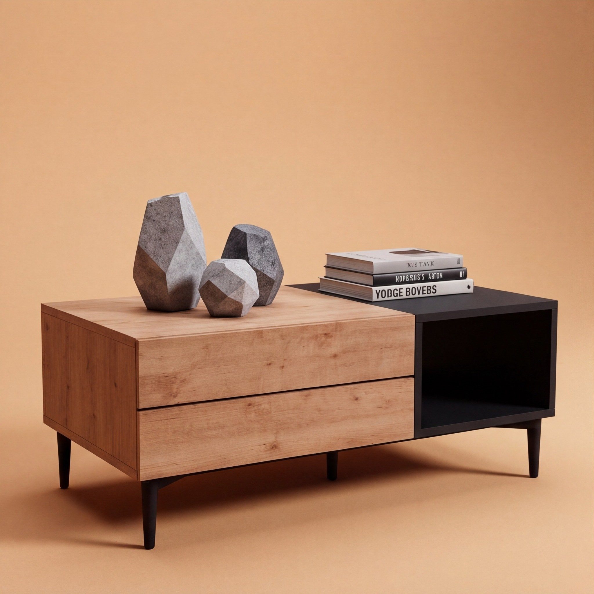 Newroom Couchtisch Wildeiche 100 cm, Wildeiche Wohnzimmertisch Vintage Indurstrial Landhausstil Sofatisch