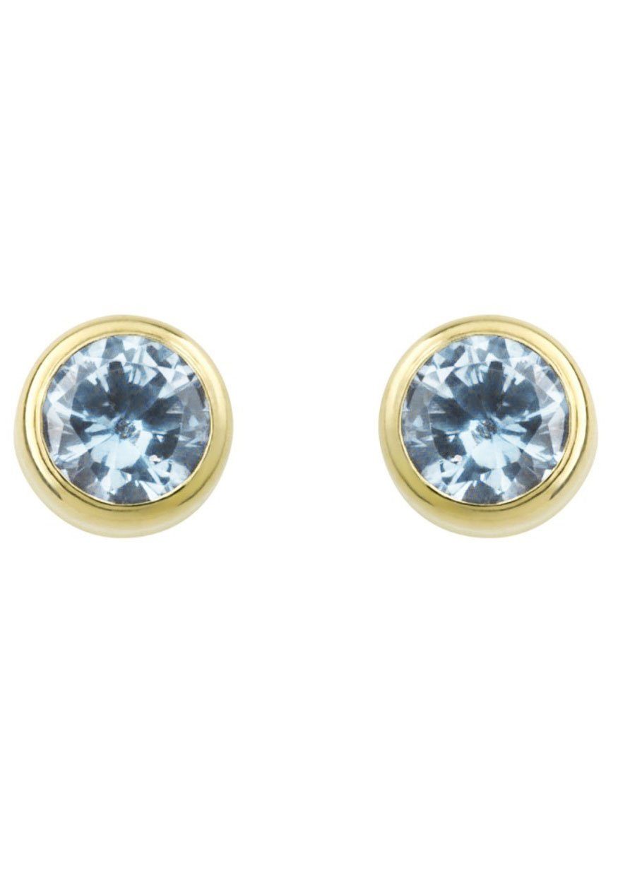 Amor Paar Ohrstecker Schmuck Geschen Ohrschmuck 2013590 Gold, mit Aquamarin
