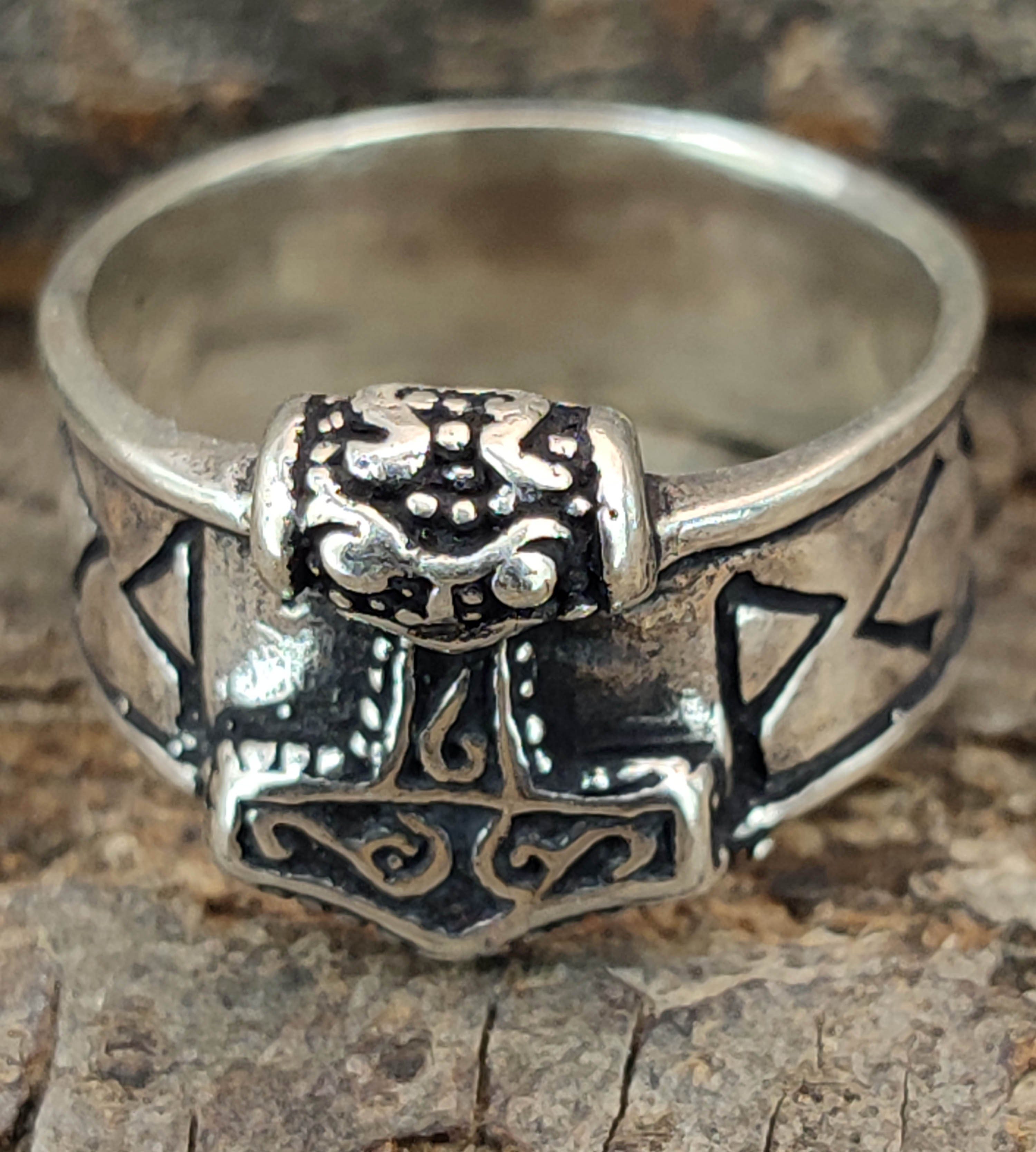 Kiss of Leather Silberring Ring Fingerring Thorshammer Gr. 52-80 Thors  Hammer Runen