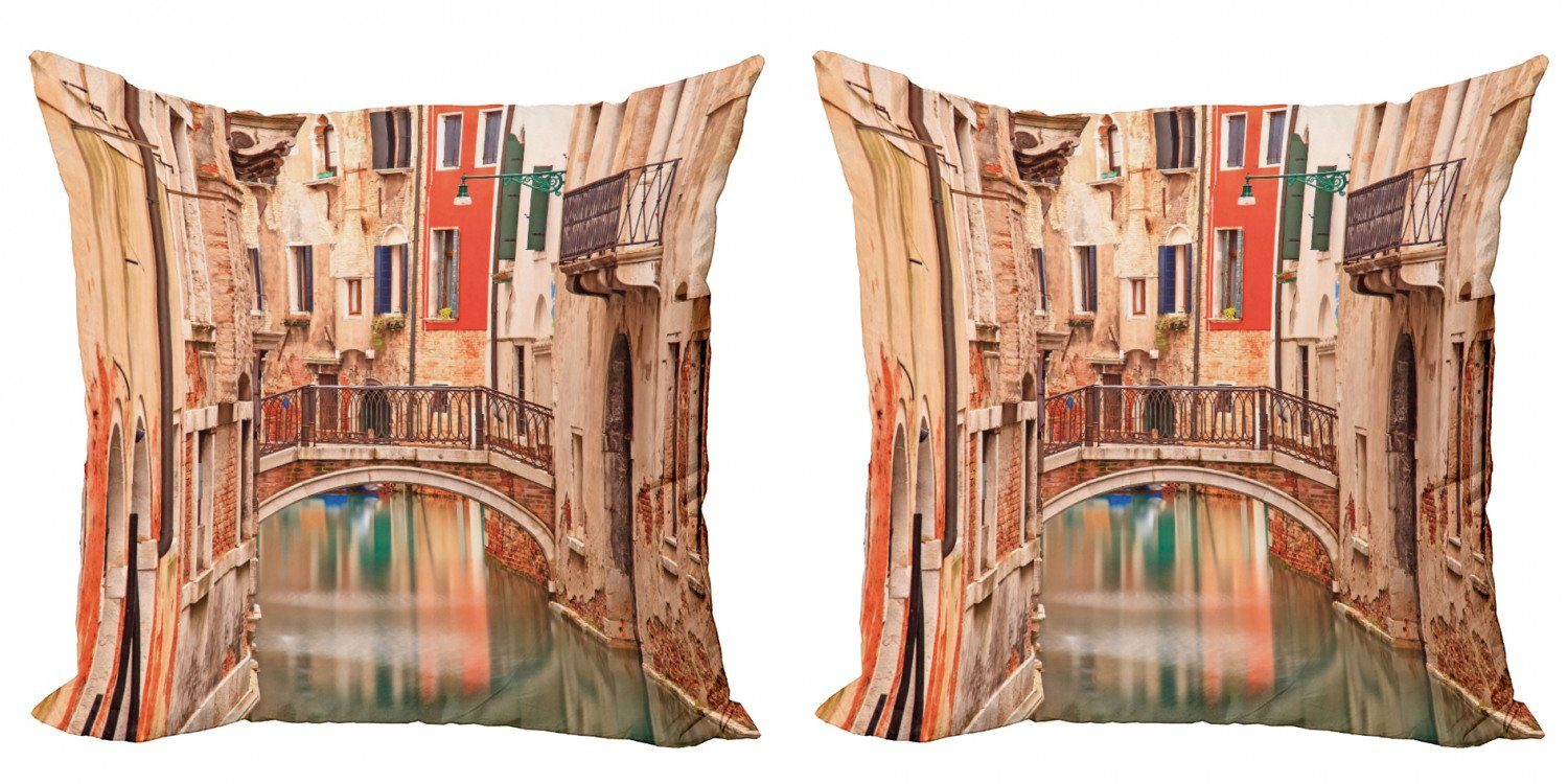 Kissenbezüge Modern Accent Doppelseitiger Digitaldruck, Abakuhaus (2 Stück), Venedig Old Town Stone Bridge