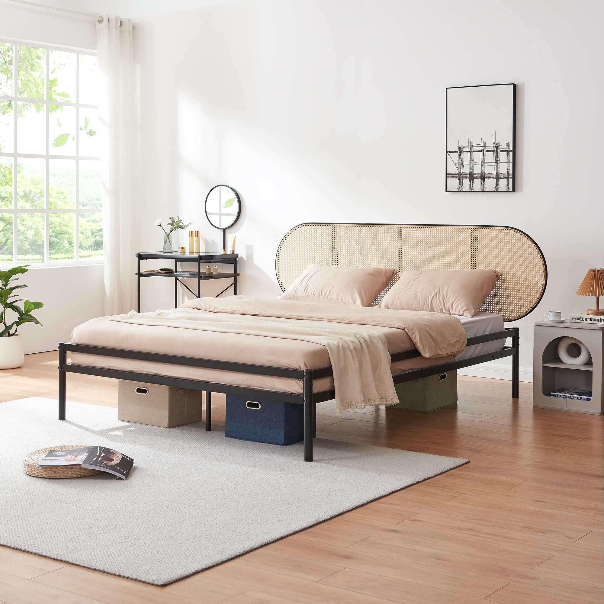en.casa Metallbett, »Linköping« mit ovalem Kopfteil günstig online kaufen