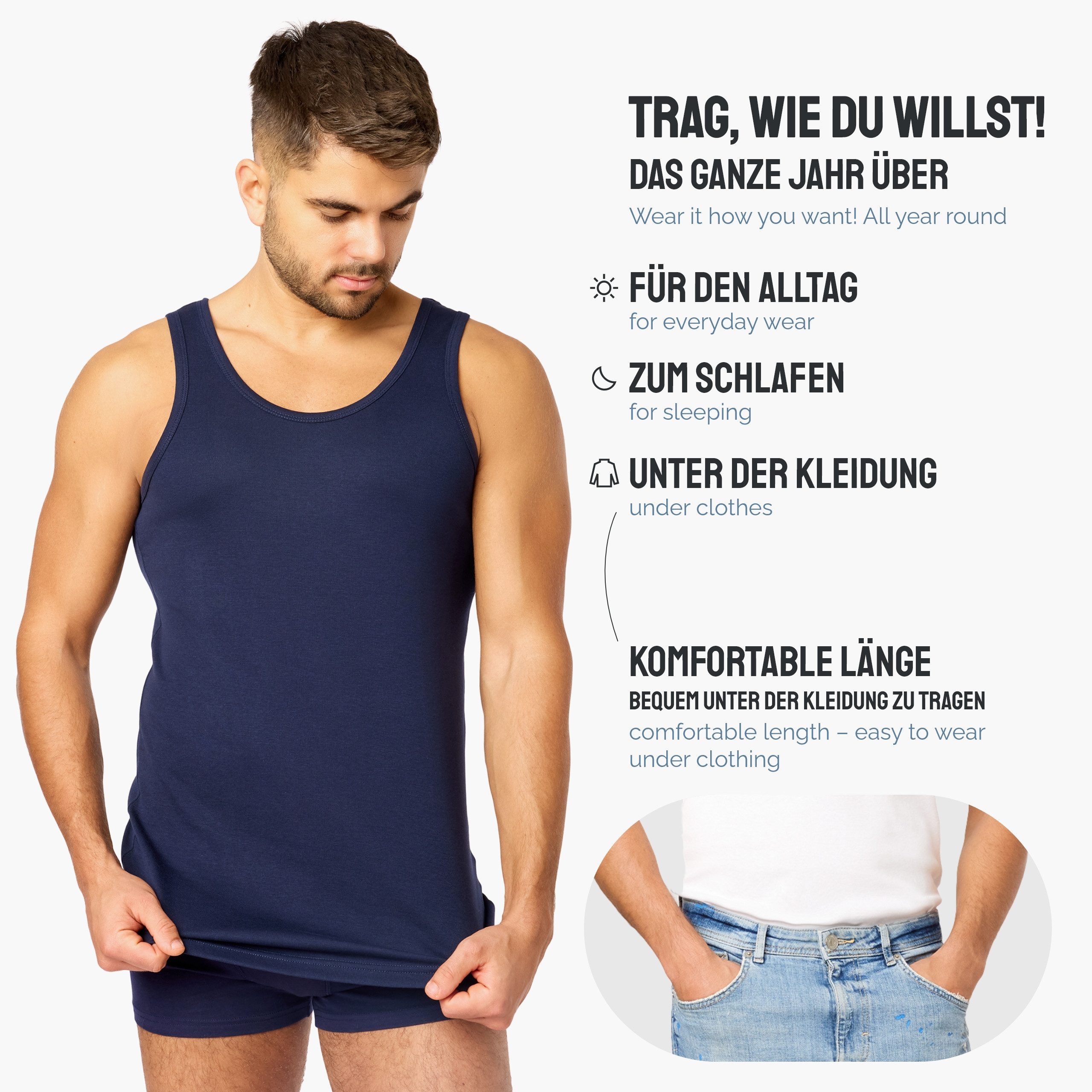 Ladeheid Unterhemd Tanktop Herren Baumwolle Set 3 Stück LA40-258 (Set, 3er- günstig online kaufen