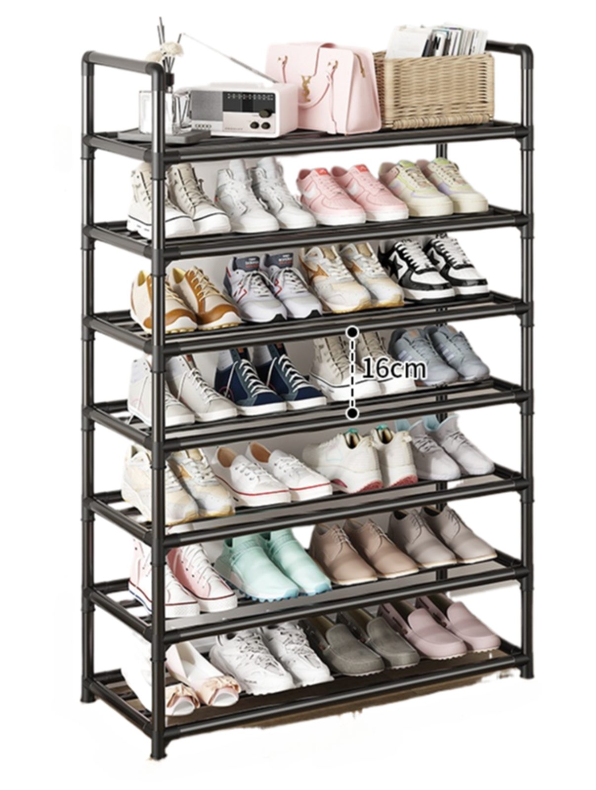 Jumpeak Schuhregal schuhregal schmal,schuhregal metall,schuhregal 80 cm breit, schuhregal hoch schmal,Breite: 26 Zentimeter