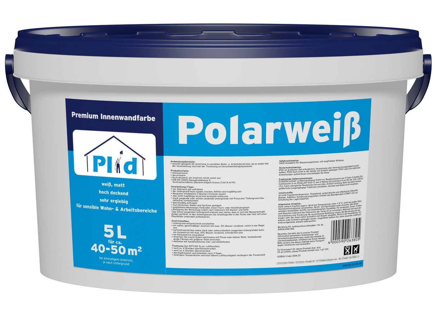 Thumbnail - plid Wand- und Deckenfarbe Premium Polarweiss Innenfarbe Wandfarbe Deckenfarbe Profi Farbe Set, Schnelltrocknend, spritz...