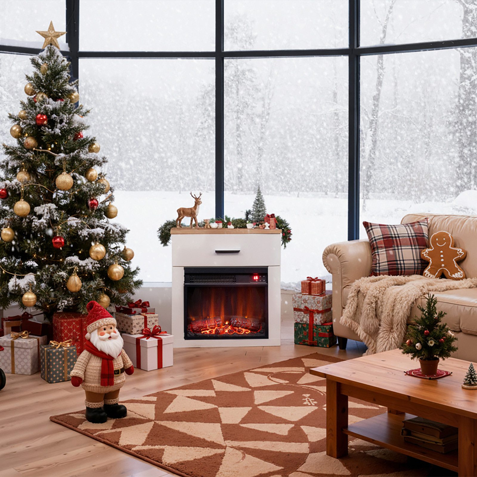 HOMAVO Elektrokamin mit Nachttisch, 14" 1000W Heizung, 3D-Flammeneffekt, Fe günstig online kaufen