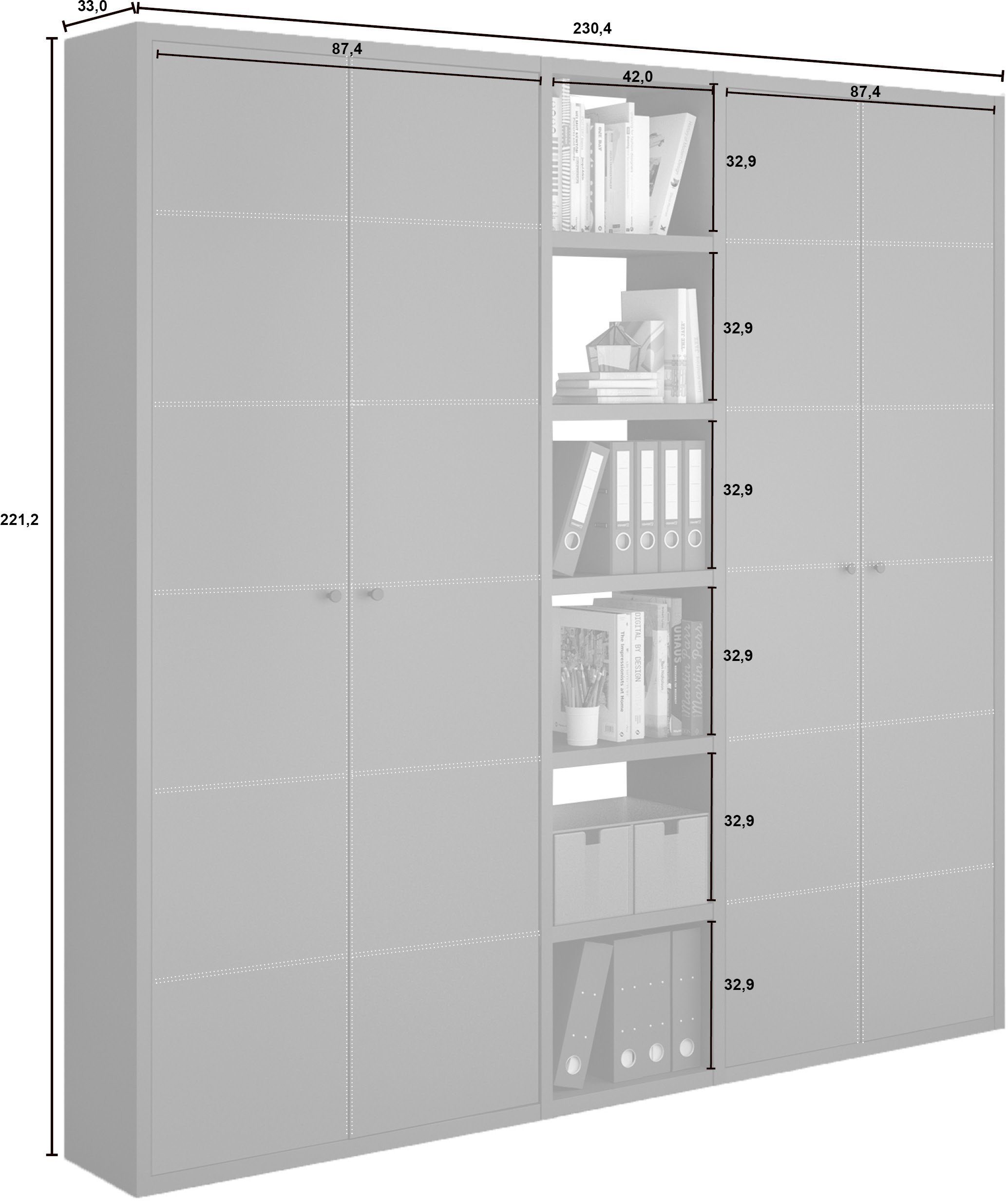 | möbel matt fif matt 1-tlg. TORO, Grau Grau Regal