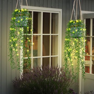 etc-shop Gartenleuchte, LED-Leuchtmittel fest verbaut, Warmweiß, Außen Pendelleuchte Solar Solarpanel Lampe Solar Pendelleuchte