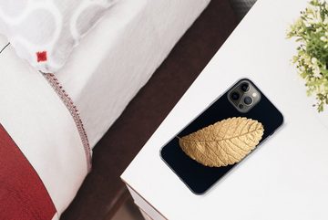 MuchoWow Handyhülle Gold - Blätter - Schwarz - Pflanzen - Luxus - Natur, Handyhülle Apple iPhone 12 Pro Max, Smartphone-Bumper, Print, Handy