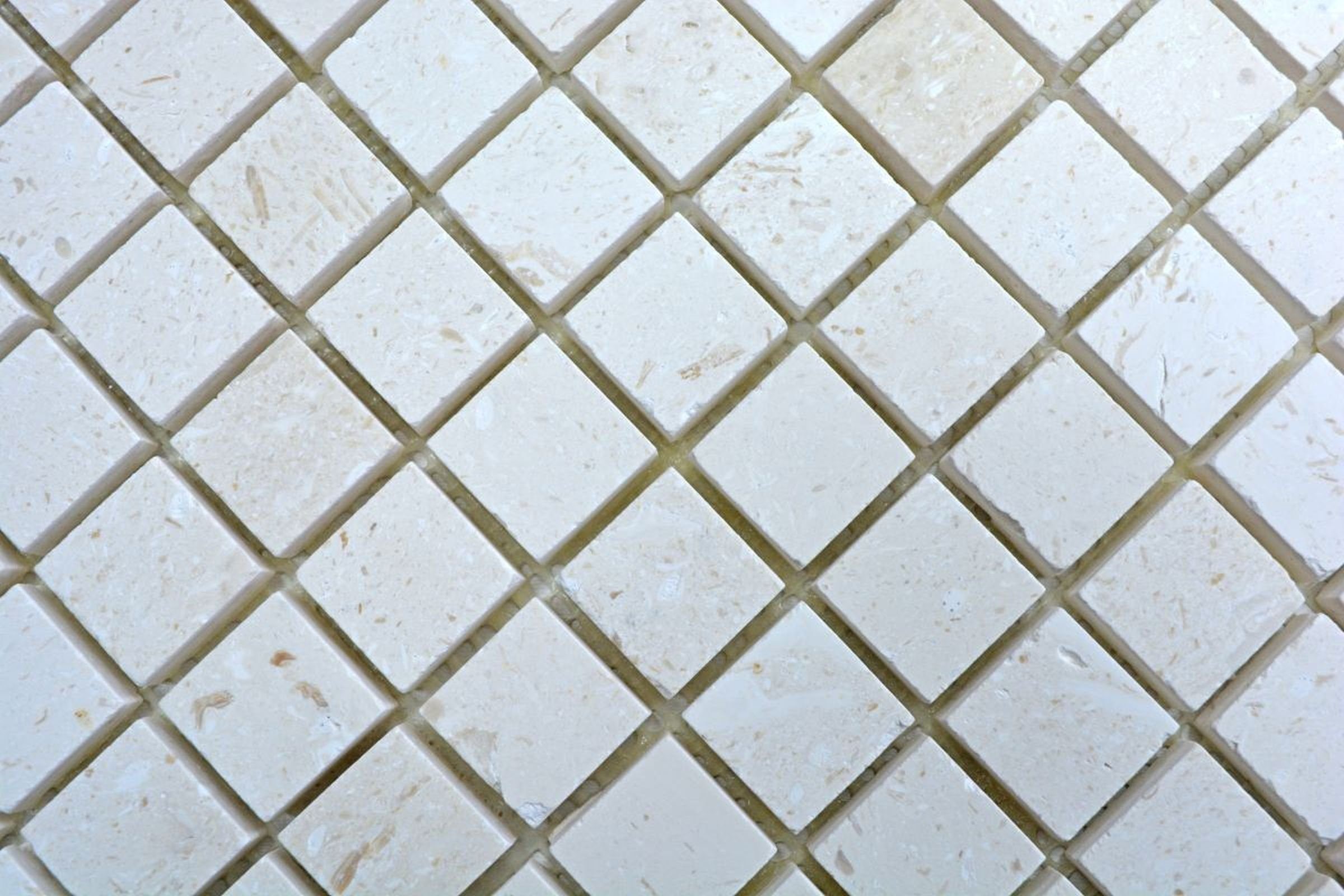 Mosani Mosaikfliesen Profil KalkNatursteinmosaik Mosaikfliesen Matten matt weiß 10 
