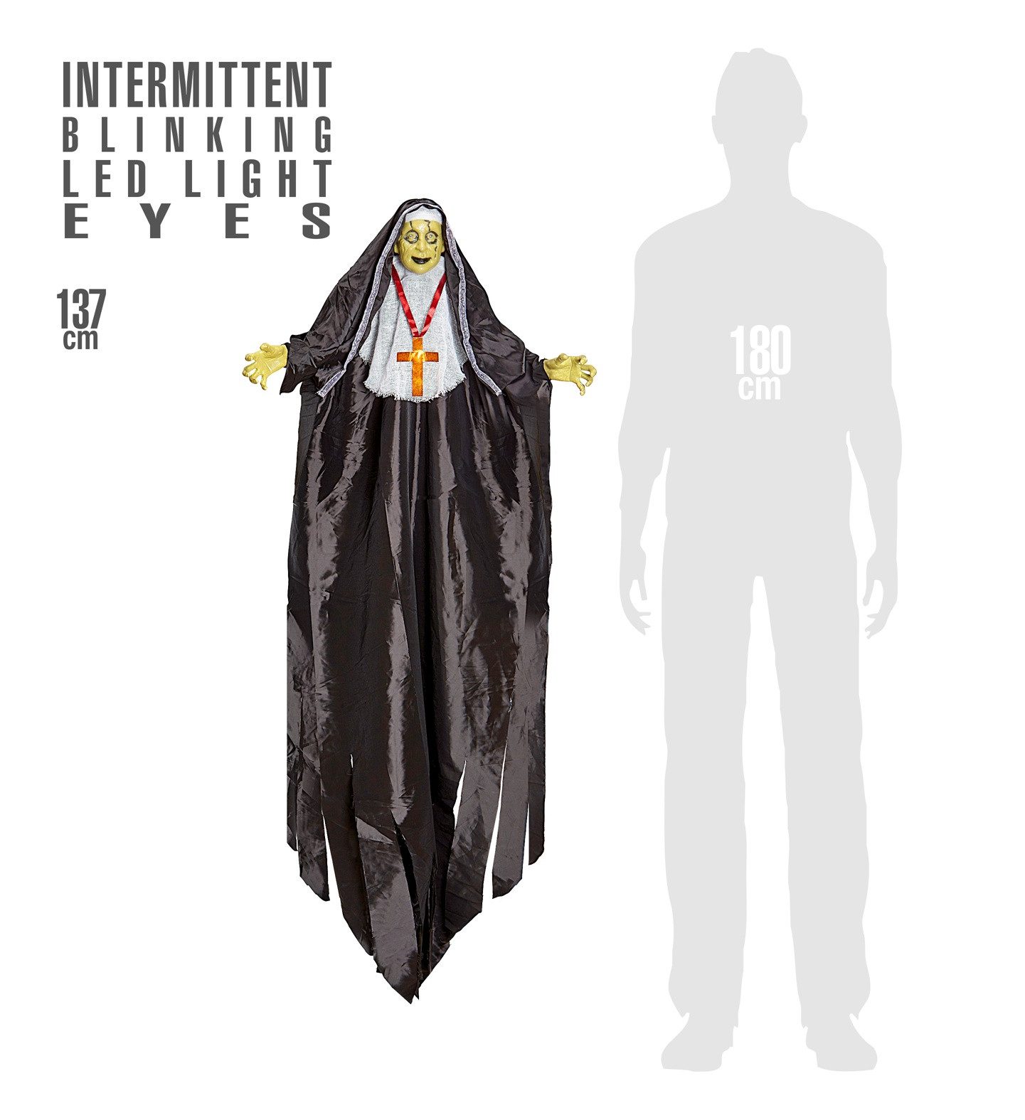 Widmann S.r.l. Dekoobjekt Hängefigur 'Zombie Nonne' LED Augen 137 cm, Hallo günstig online kaufen