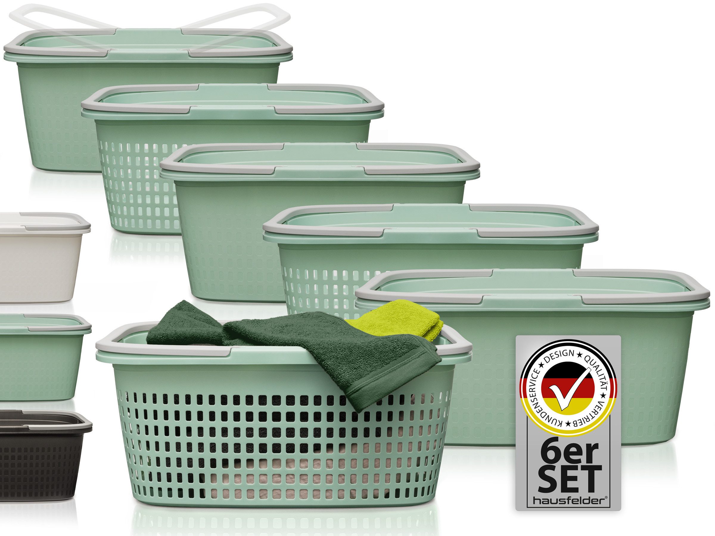 Hausfelder Wäschekorb Wäschewanne 58x37x25cm (Jadegrün, 3 günstig online kaufen