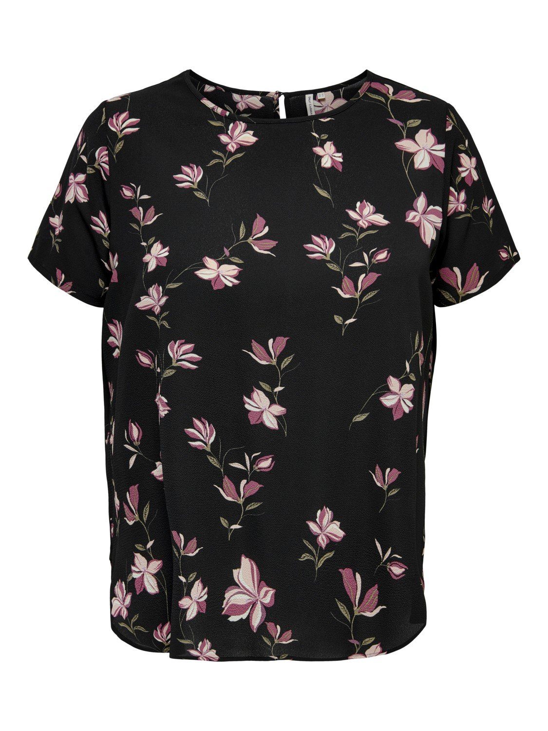 ONLY CARMAKOMA Blusenshirt Kurzarm Shirt in CARVICA Size Design Bluse Übergröße Curvy (1-tlg) Schwarz-2 3906 Plus
