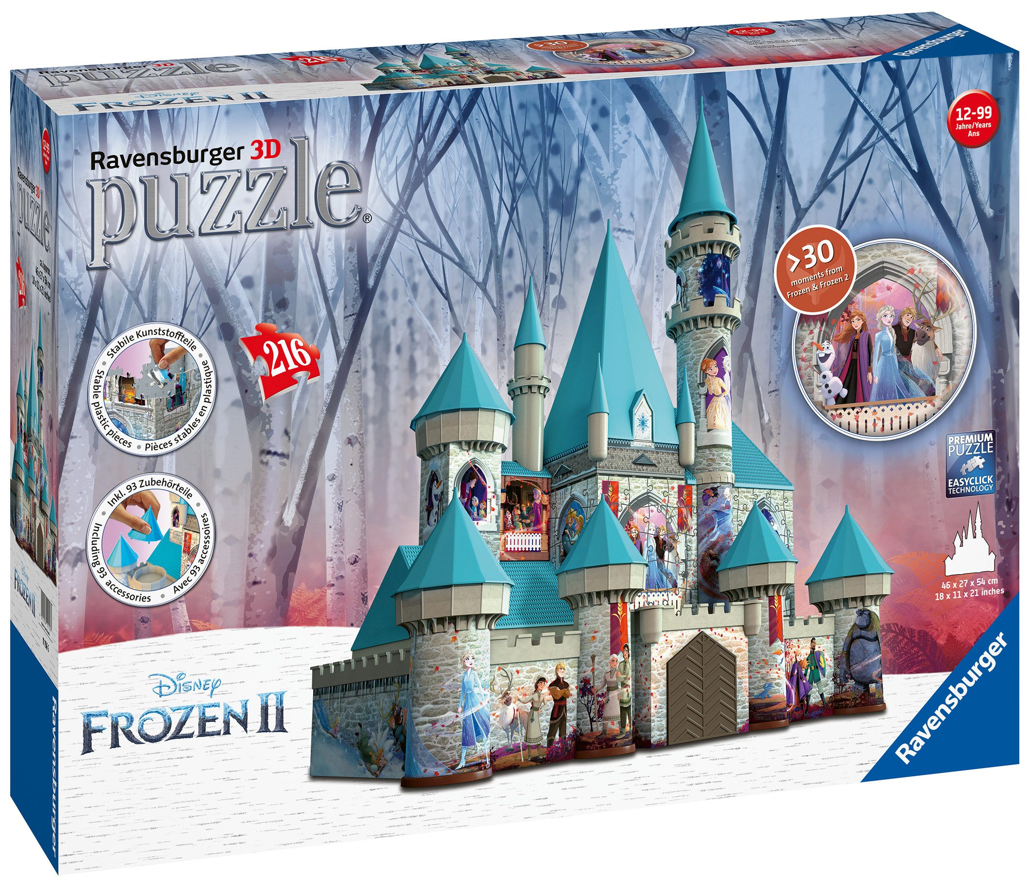 Ravensburger 3D-Puzzle Ravensburger 11156 Frozen 2 Schloss 3D Puzzle, 216 Puzzleteile, Made in Europe