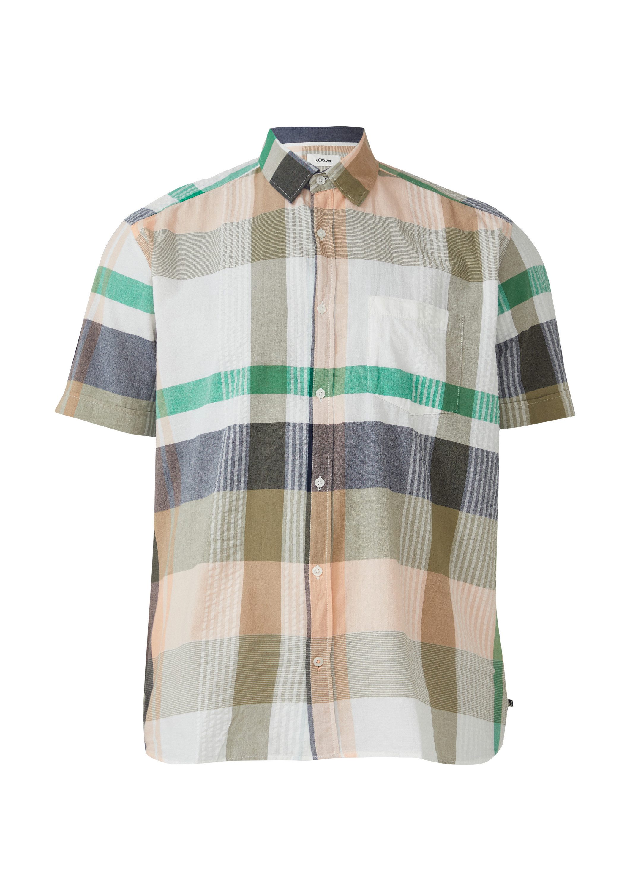 s.Oliver Kurzarmhemd Hemd Regular Fit: Strukturiertes Kurzarmhemd mit Kentk günstig online kaufen