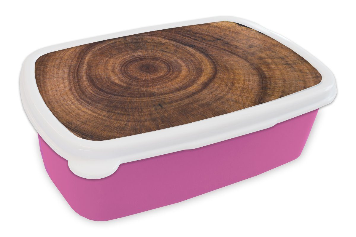 Brotdose MuchoWow Snackbox, - Kunststoff Kreis Mädchen, Holz (2-tlg), - Kinder, für rosa Lunchbox Brotbox Ringe, Erwachsene, Kunststoff,