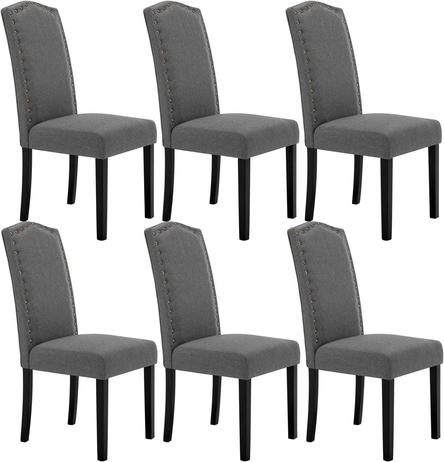 Woltu 4-Fußstuhl (Set, 6 St), Esszimmerstühle mit Rückenlehne, Leinenbezug günstig online kaufen