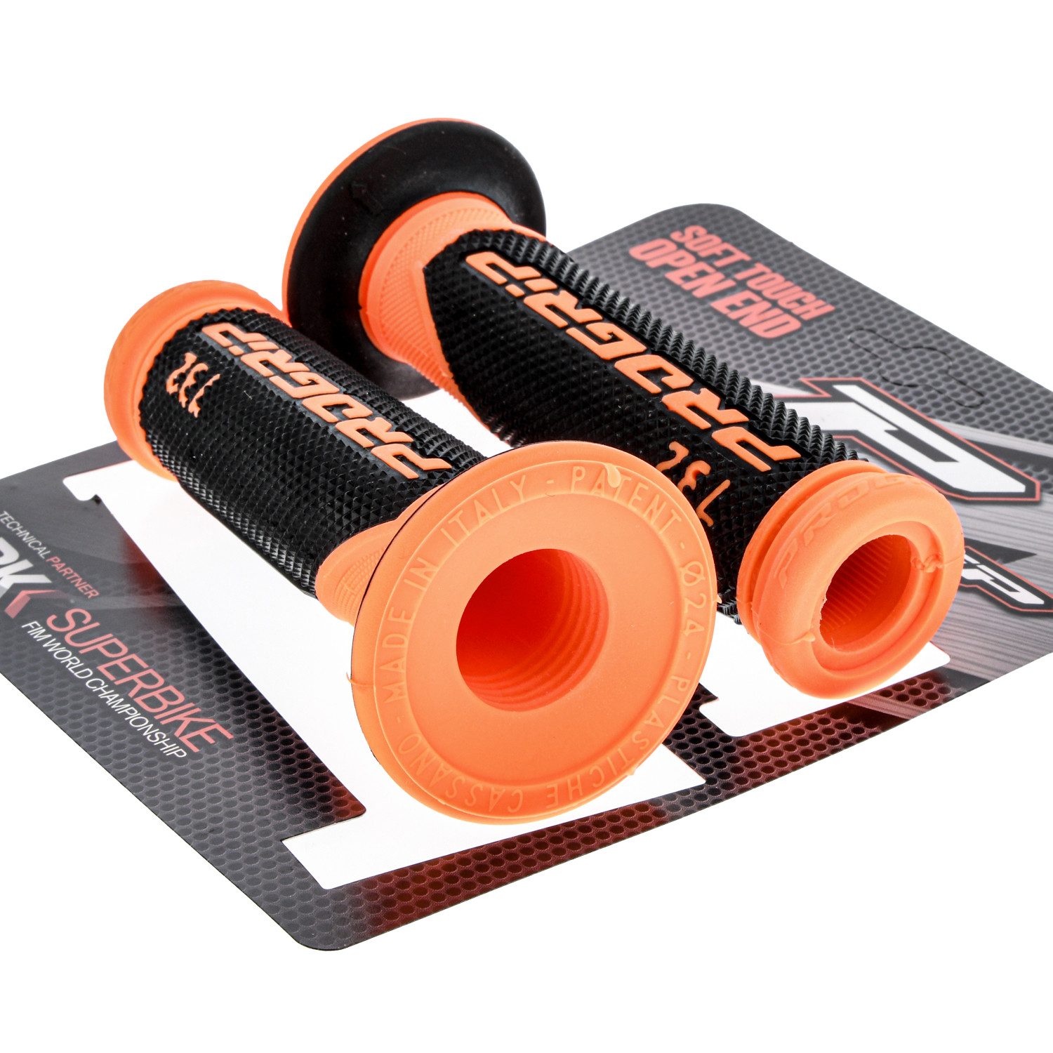 PROGRIP Fahrradlenkergriff Motorrad Lenkergriffe 732 Orange Schwarz Gummi 22mm 25mm (Paar), für Motorrad, Roller, Scooter, Quad, Cross