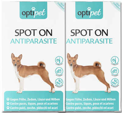 OptiPet Zeckenschutzmittel Spot on Hund Floh- Zecken Abwehr Insektenbekämpfung, 2-St., wirkt abweisend bis zu 24 Wochen gegen Parasiten