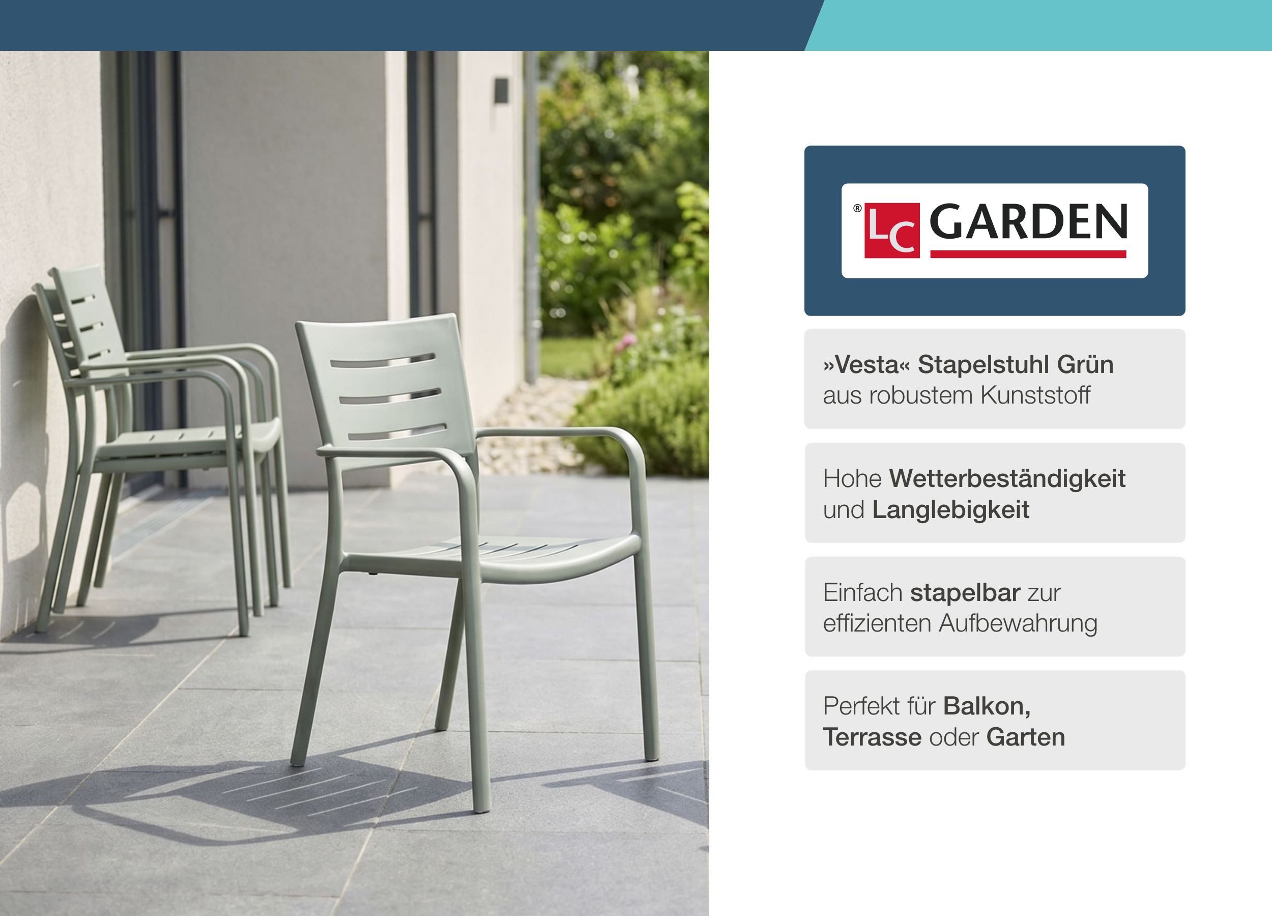 LC Garden Stapelstuhl LC Garden »Vesta« Gartenstuhl Stapelstuhl Bistrostuhl Kunststoff (1 St)