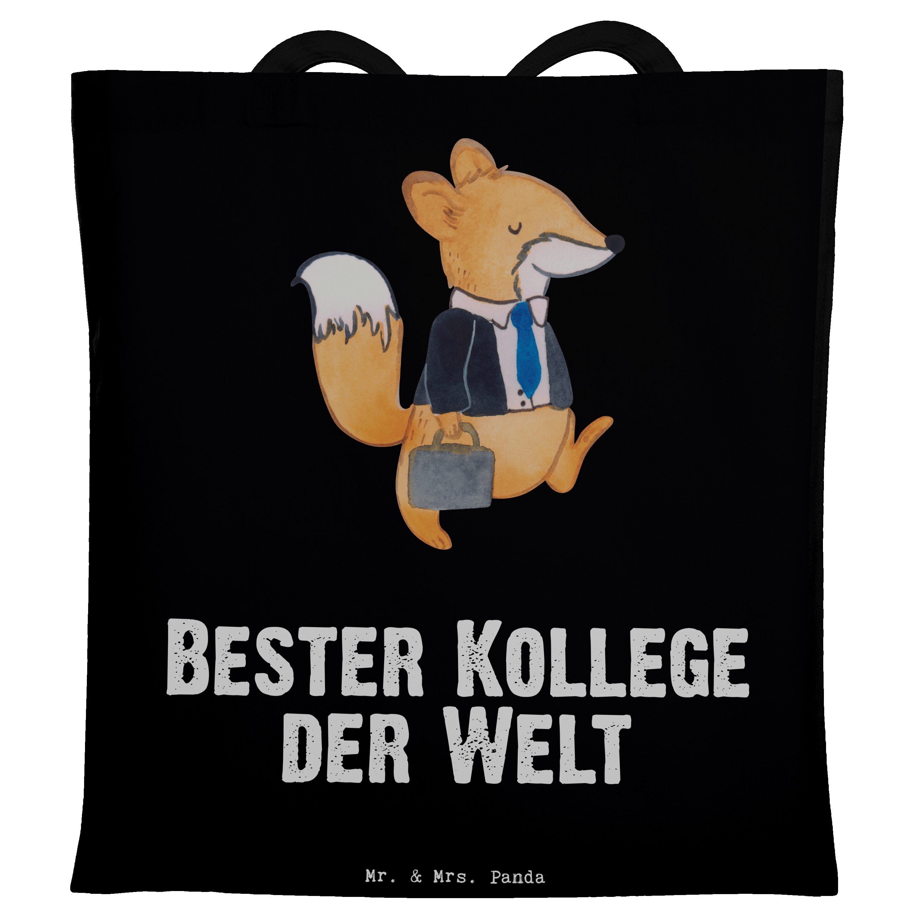 Mr. & Mrs. Panda Tragetasche Bester Fuchs - Kollege Schwarz Abschiedsgeschenk Welt (1-tlg) - der Geschenk