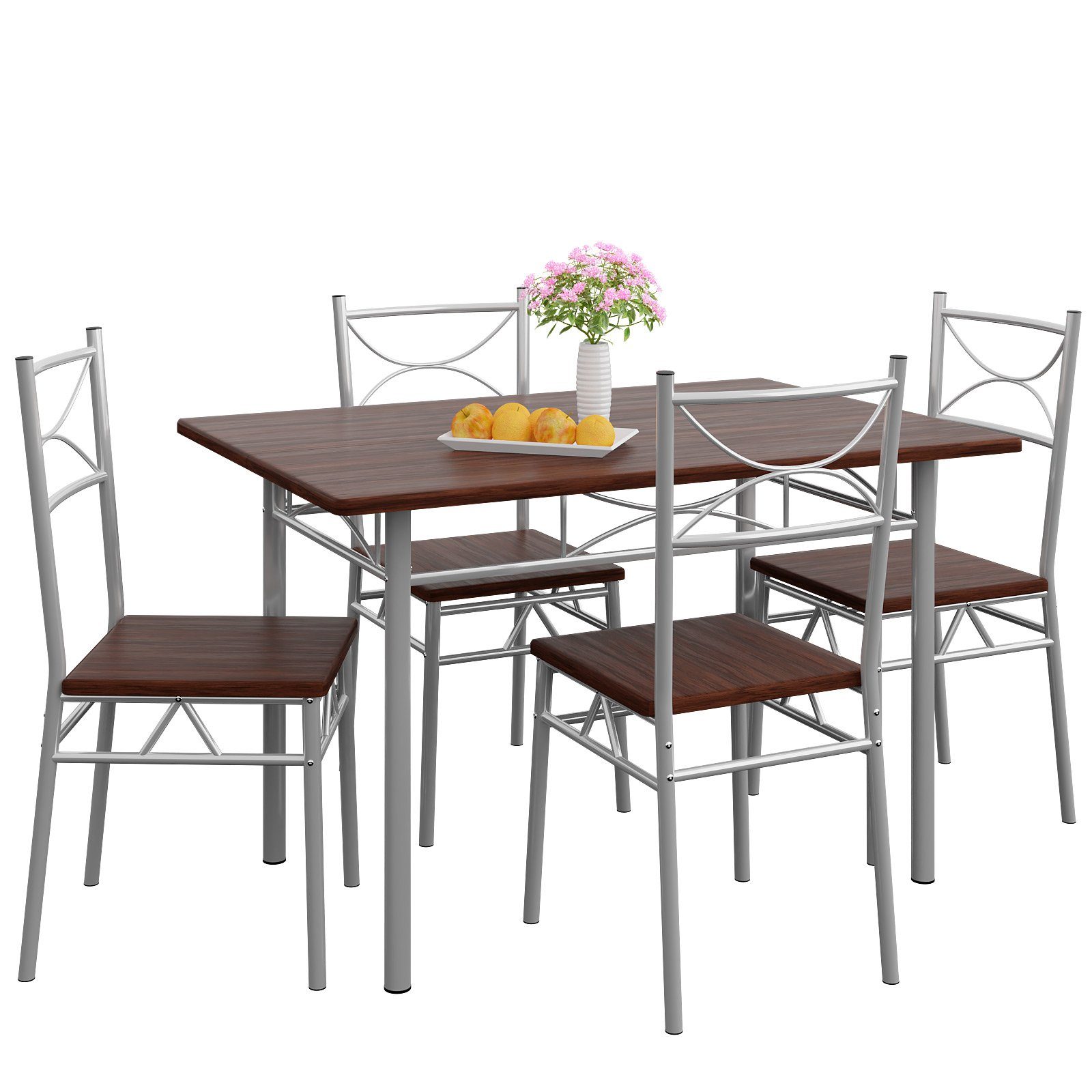 Casaria Essgruppe Paul, (5-tlg), Esstisch mit 4 Стульяn für Esszimmer Küche 5tlg. Sitzgruppe Robust