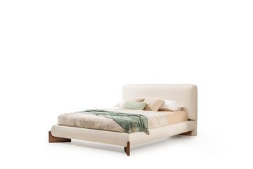JVmoebel Schlafzimmer-Set Garnitur Schlafzimmer Doppelbett Bett Nachttische Set 3tlg Weiß Design, (3-St., Bett/2x Nachttische), Made in Europa