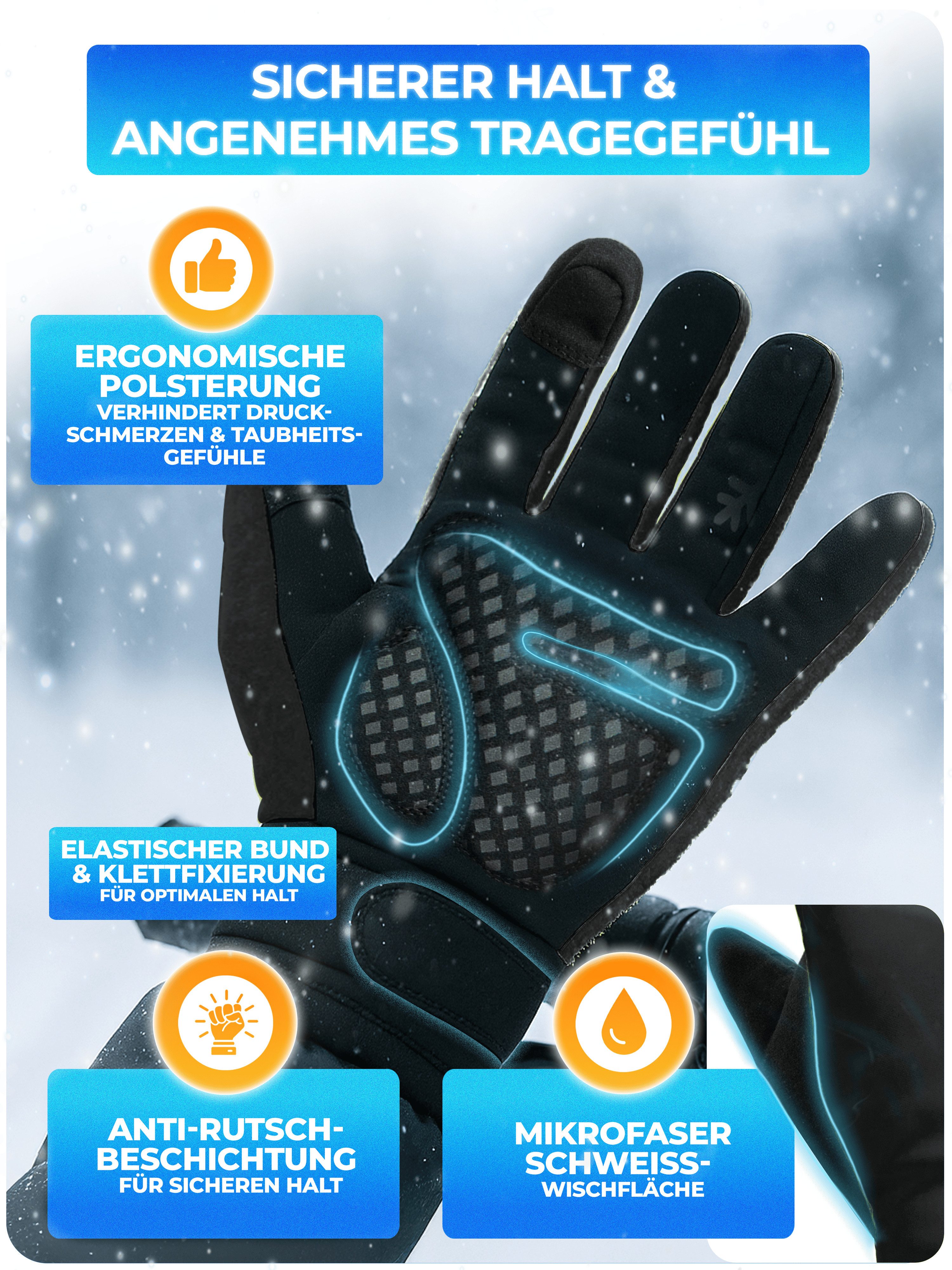MIVELO Fahrradhandschuhe extra warme Thermo-Fleece Winterhandschuhe wasserfest und winddicht 3M-Thinsulate Isolierung