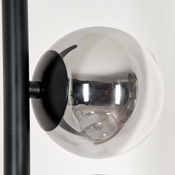 hofstein Stehlampe Stehlampe aus Metall/Glas in Schwarz/Rauchfarben/Klar, ohne Leuchtmittel, mit Glasschirmen (10, 12 cm), Fußschalter, 6x G9, ohne Leuchtmittel