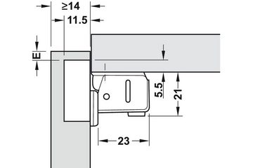 Häfele Möbelbeschlag Kurzarmscharnier Türscharnier Caravanscharnier Schließautomatik 95° (1 St)
