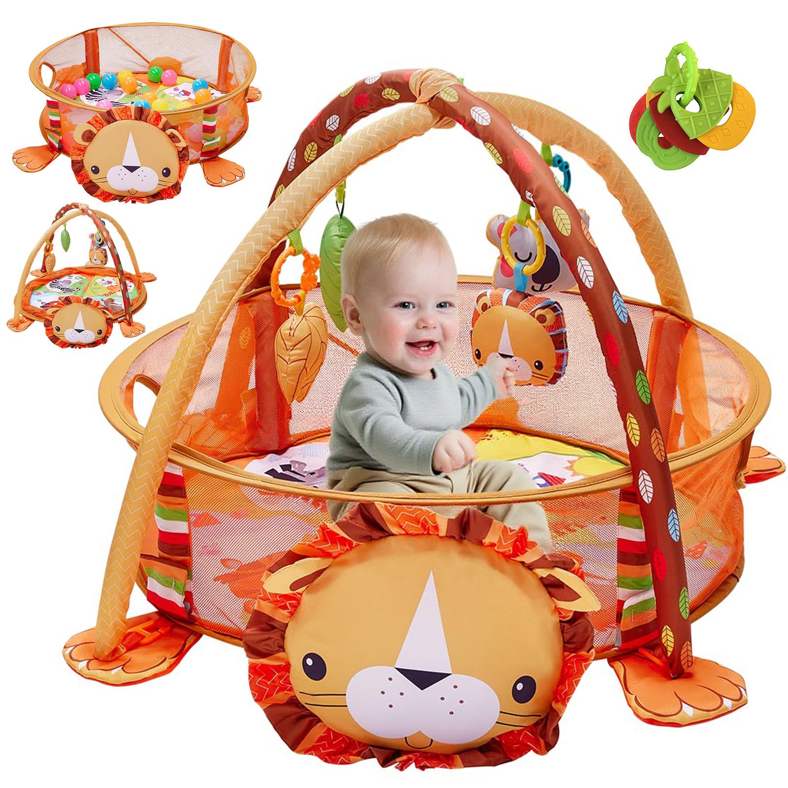 MOPUEA Spielbogen Spieldecke mit Musik und Lichtern Spielmatte mit weichem Spielbogen, (1-tlg., Weiches Material und stabile Konstruktion für sicheres Spielen), Greifspielzeuge fördern spielerisch die Feinmotorik.