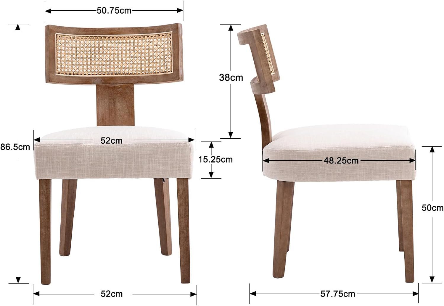 WAHSON OFFICE CHAIRS Esszimmerstuhl 2er Set Leinen Küchenstuhl Rattan geflo günstig online kaufen
