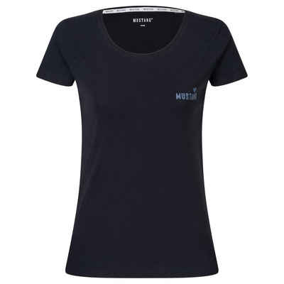 MUSTANG T-Shirt Lounge Damen Shirt Everyday (Packung, 1-tlg) lässige Weite, Toniger Logo-Print mit Herz auf der Brust