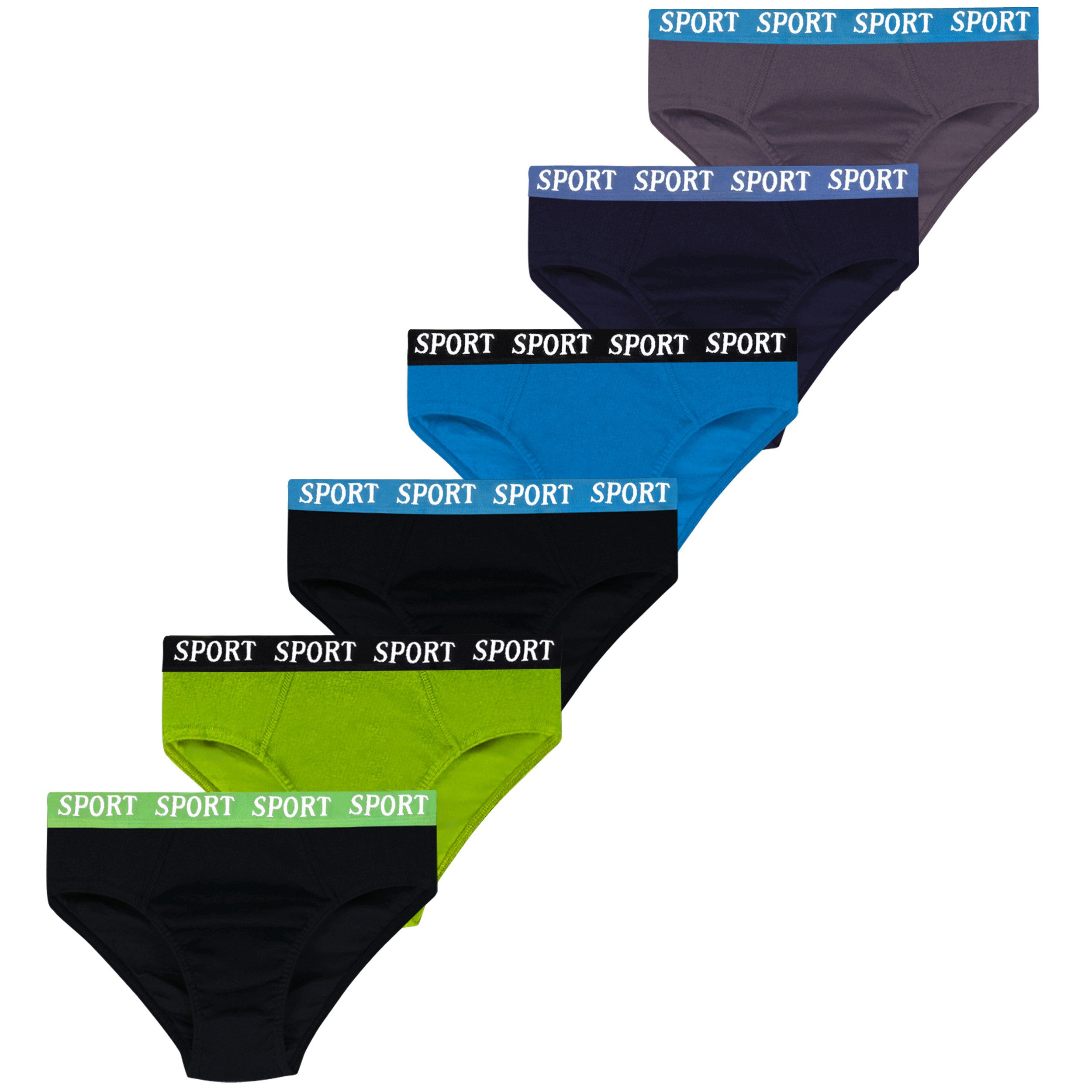LOREZA Slip 6er Set Jungen Slips Baumwolle - Basics - Bunt (Set, 6-St)